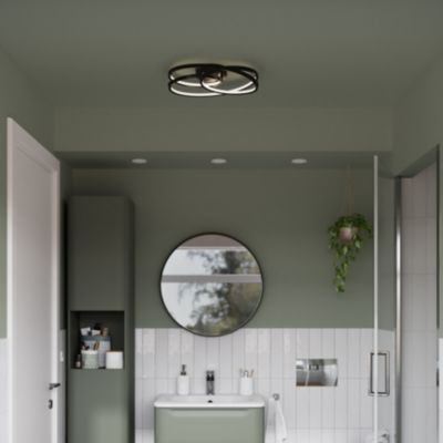 Plafonnier à LED noir IP44 22W GoodHome Boatbill