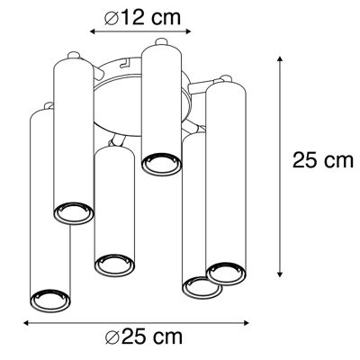 Plafonnier Art Déco doré 6 lumières - Tubi