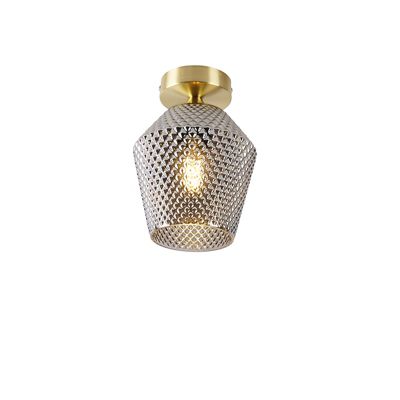 Plafonnier Art déco en laiton avec verre fumé - Karce