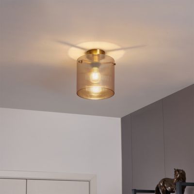 Plafonnier Art déco laiton et verre ambré - Laura