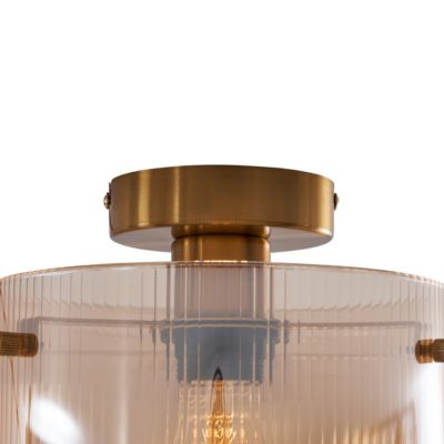Plafonnier Art déco laiton et verre ambré - Laura