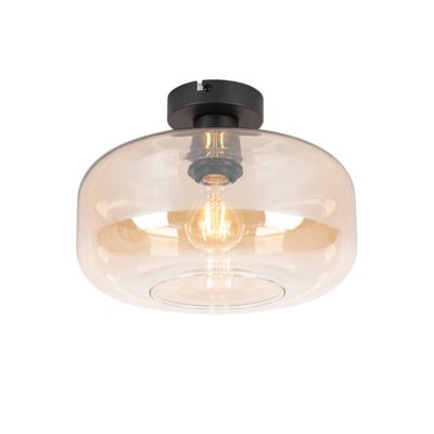 Plafonnier Art déco noir avec verre ambre - Bizle