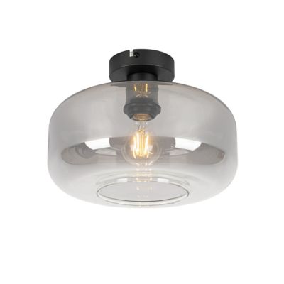 Plafonnier Art Déco noir avec verre fumé - Bizle