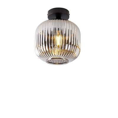 Plafonnier Art déco noir avec verre fumé - Karel