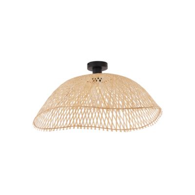 Plafonnier Art déco noir et bambou naturel 60 cm - Alka