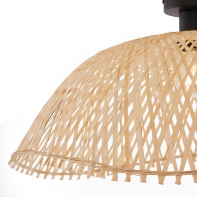 Plafonnier Art déco noir et bambou naturel 60 cm - Alka