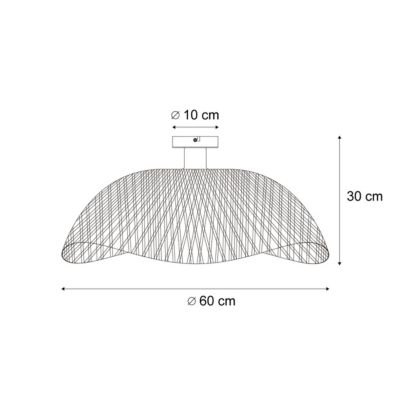 Plafonnier Art déco noir et bambou naturel 60 cm - Alka