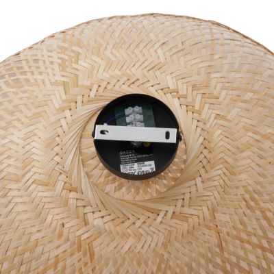 Plafonnier Art déco noir et bambou naturel 60 cm - Alka