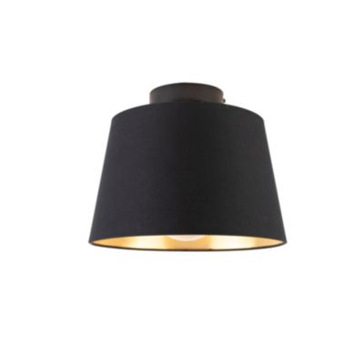 Plafonnier avec abat-jour en coton noir et or 25 cm - Combi Noir