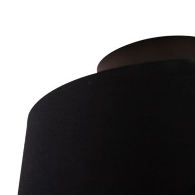 Plafonnier avec abat-jour en coton noir et or 25 cm - Combi Noir