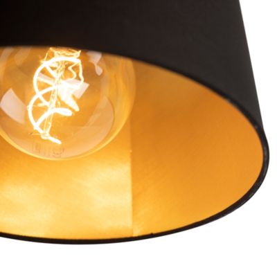 Plafonnier avec abat-jour en coton noir et or 25 cm - Combi Noir