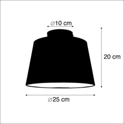 Plafonnier avec abat-jour en coton noir et or 25 cm - Combi Noir