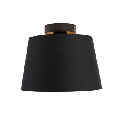 Plafonnier avec abat-jour en coton noir et or 25 cm - Combi Noir