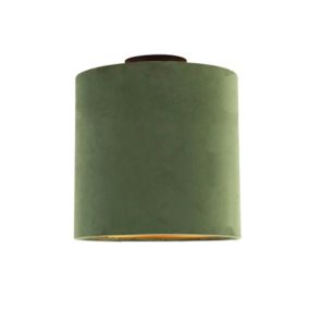 Plafonnier avec abat-jour en velours vert et doré 25 cm - Combi noir