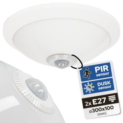 Plafonnier avec détecteur de mouvement 360 blanc 2xE27-1 pc