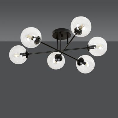 Plafonnier BRENDI 6B BL TRANSPARENT, Emibig Lighting, Fabriqué en EU