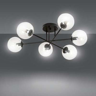 Plafonnier BRENDI 6B BL TRANSPARENT, Emibig Lighting, Fabriqué en EU