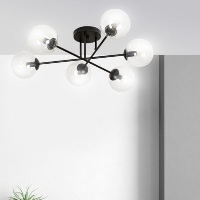 Plafonnier BRENDI 6B BL TRANSPARENT, Emibig Lighting, Fabriqué en EU