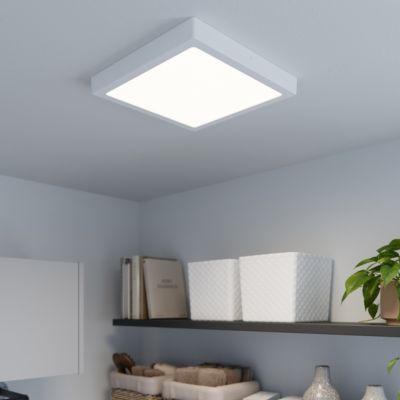 Plafonnier carré blanc LED integrée Hestia blanc neutre L.30 x l.30cm IP20 1800lm 17W GoodHome