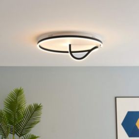 Plafonnier circulaire fin noir LED - Bowen