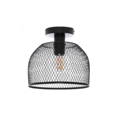 Plafonnier Clark métal noir IP54 E27 40W Ø.25cm Lussiol