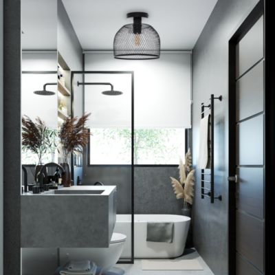 Plafonnier Clark métal noir IP54 E27 40W Ø.25cm Lussiol