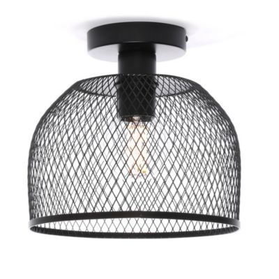 Plafonnier Clark métal noir IP54 E27 40W Ø.25cm Lussiol