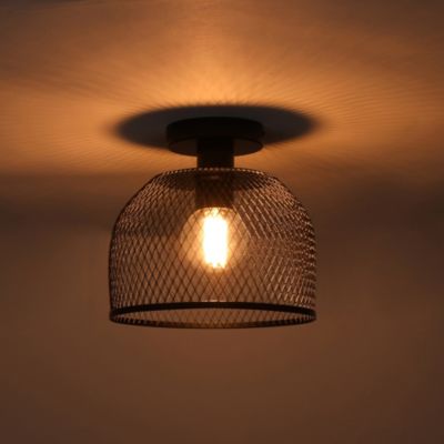 Plafonnier Clark métal noir IP54 E27 40W Ø.25cm Lussiol