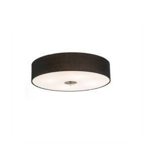 Plafonnier Country noir 50 cm - Drum Jute