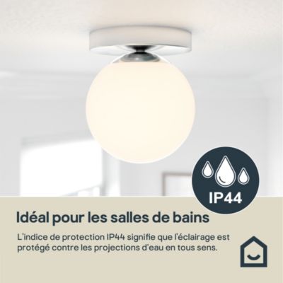 Plafonnier de salle de bain Dorres E14 40W IP44 Ø16cm GoodHome argent