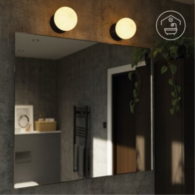 Plafonnier de salle de bain noir E14 10W IP44 GoodHome Hoatzin