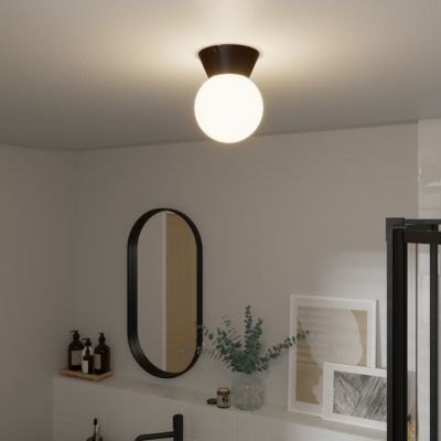 Plafonnier de salle de bain noir E14 10W IP44 GoodHome Hoatzin