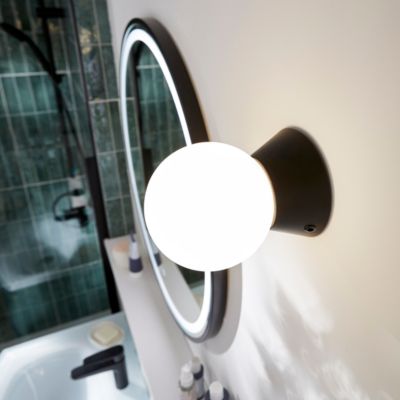 Plafonnier de salle de bain noir E14 10W IP44 GoodHome Hoatzin