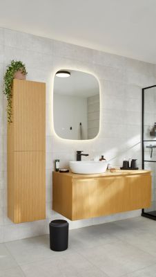 Plafonnier de salle de bain Wapta LED intégrée 1200lm 12W IP44 Ø28,3cm blanc froid & blanc chaud GoodHome noir