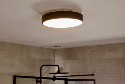 Plafonnier de salle de bain Wapta LED intégrée 1200lm 12W IP44 Ø28,3cm blanc froid & blanc chaud GoodHome noir