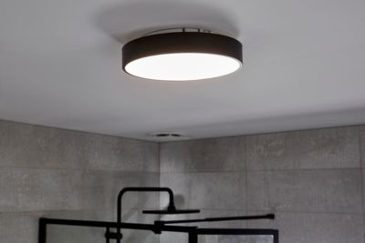 Plafonnier de salle de bain Wapta LED intégrée 1200lm 12W IP44 Ø28,3cm blanc froid & blanc chaud GoodHome noir