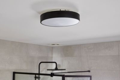 Plafonnier de salle de bain Wapta LED intégrée 1200lm 12W IP44 Ø28,3cm blanc froid & blanc chaud GoodHome noir