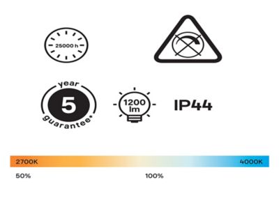 Plafonnier de salle de bain Wapta LED intégrée 1200lm 12W IP44 Ø28,3cm blanc froid & blanc chaud GoodHome noir