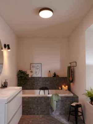 Plafonnier de salle de bain Wapta LED intégrée 1200lm 12W IP44 Ø28,3cm blanc froid & blanc chaud GoodHome noir