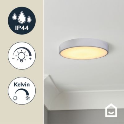 Plafonnier de salle de bain Wapta LED intégrée blanc 1200lm 12W IP44 Ø28,3cm blanc froid & blanc chaud GoodHome