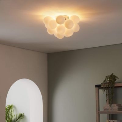 Plafonnier design grappe de 17 verres blancs - Bartali