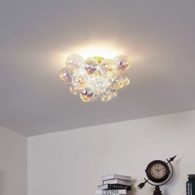 Plafonnier design laiton avec verre arc-en-ciel 4 lumières - Uvas