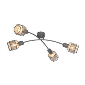 Plafonnier design noir avec or 4 lumières - Noud
