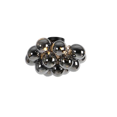 Plafonnier design noir avec verre fumé 4 lumières - Uvas