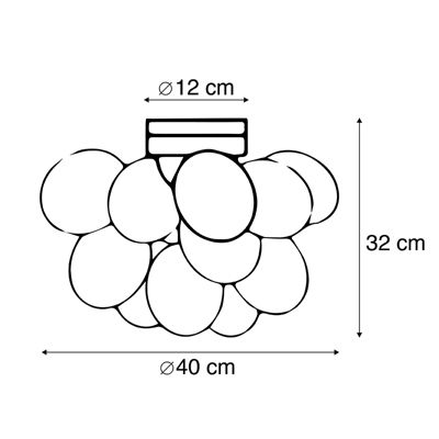Plafonnier design noir avec verre fumé 4 lumières - Uvas