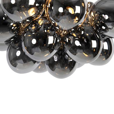 Plafonnier design noir avec verre fumé 4 lumières - Uvas