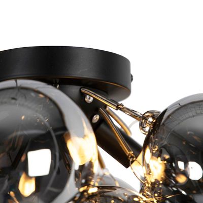 Plafonnier design noir avec verre fumé 4 lumières - Uvas