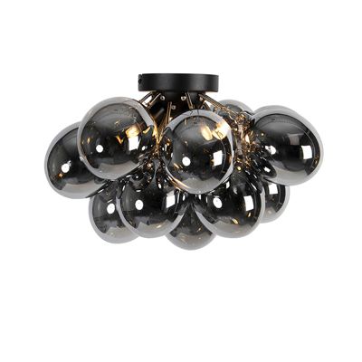 Plafonnier design noir avec verre fumé 4 lumières - Uvas