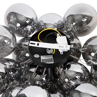 Plafonnier design noir avec verre fumé 4 lumières - Uvas