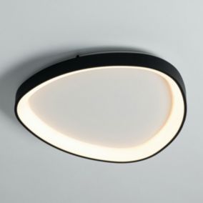 Plafonnier design ovale cercle noir LED 42 cm - Mesiano